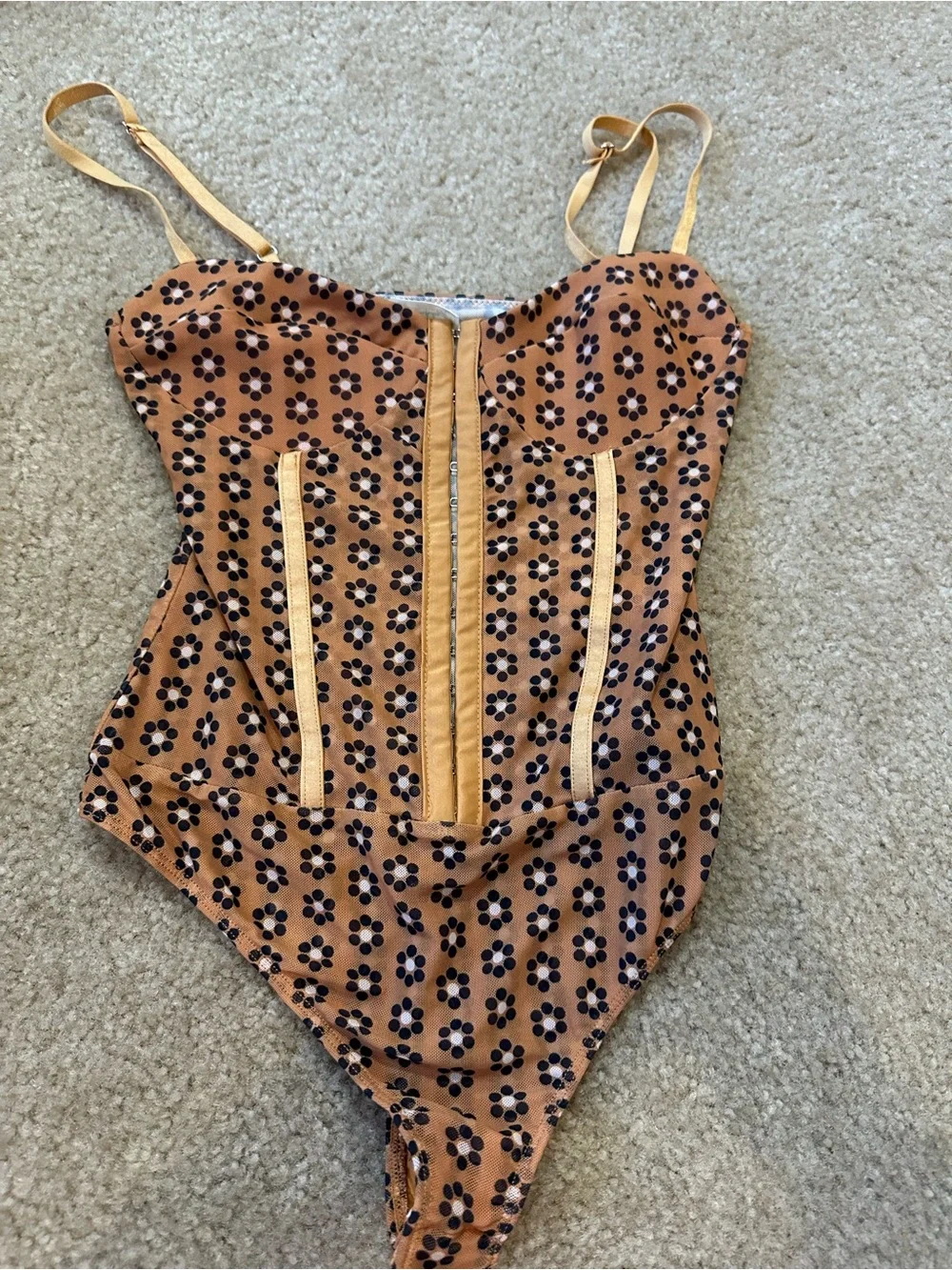 🤎 Free People Intimates Bodysuit – NWOT – Size Small – Floral Corset Style 🤎